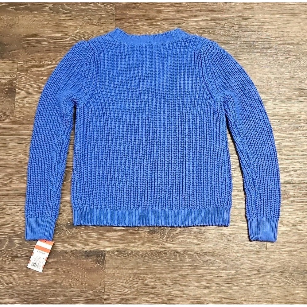 Cat & Jack Girl's Large Blue Sparkle Long-sleeve Open Front Knit Cardigan - Picture 8 of 12